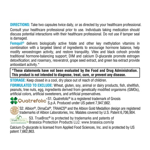 XYMOGEN Femquil - Supports Healthy Hormone Balance for Women with Folate, Calcium D-glucarate